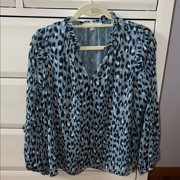 LOFT Tops - LOFT Blue Animal Print Blouse